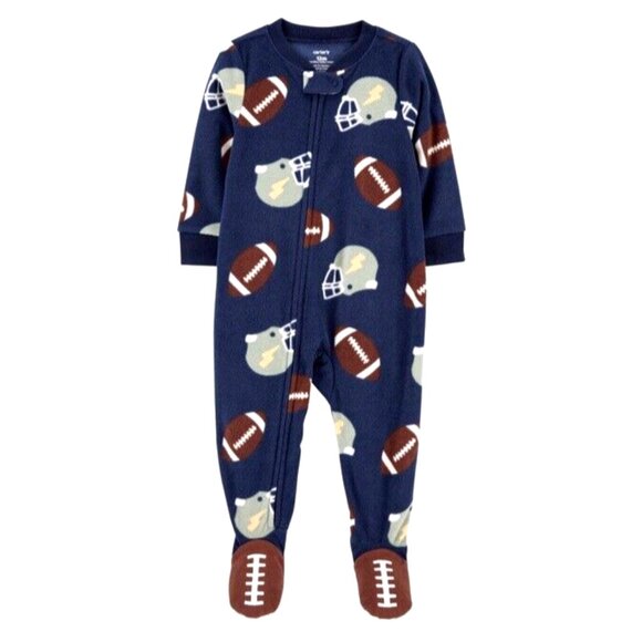 Carter's Other - CARTER'S 4T Toddler Boys Football Print Long Sleeve Footed One Piece Pajamas NWT